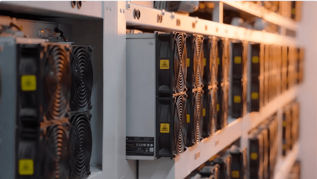 High-density ASIC mining hosting racks in BitHash UAE facility